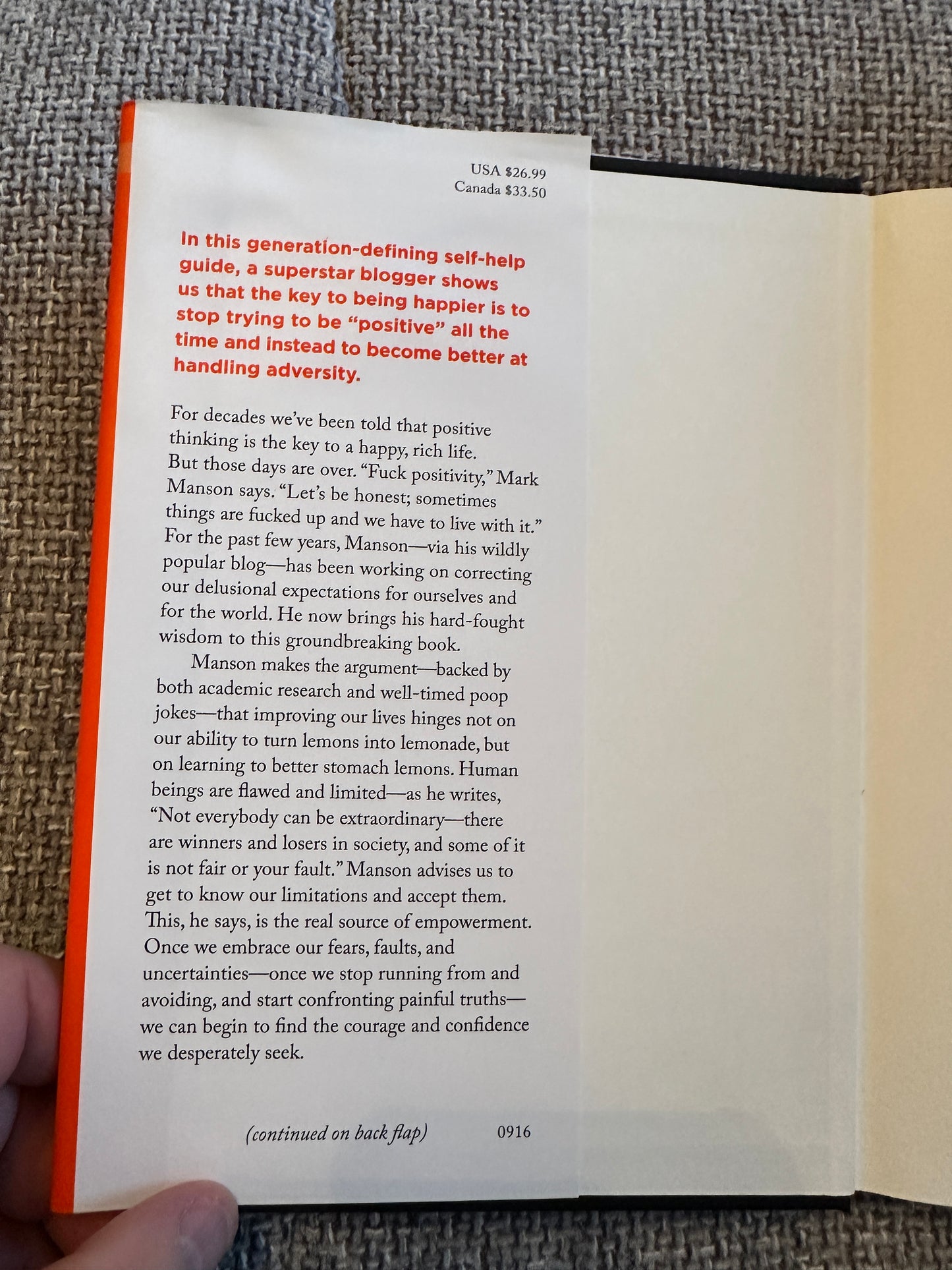 2016*1st* The Subtle Art Of Not Giving A F*ck - Mark Manson(HarperCollins)