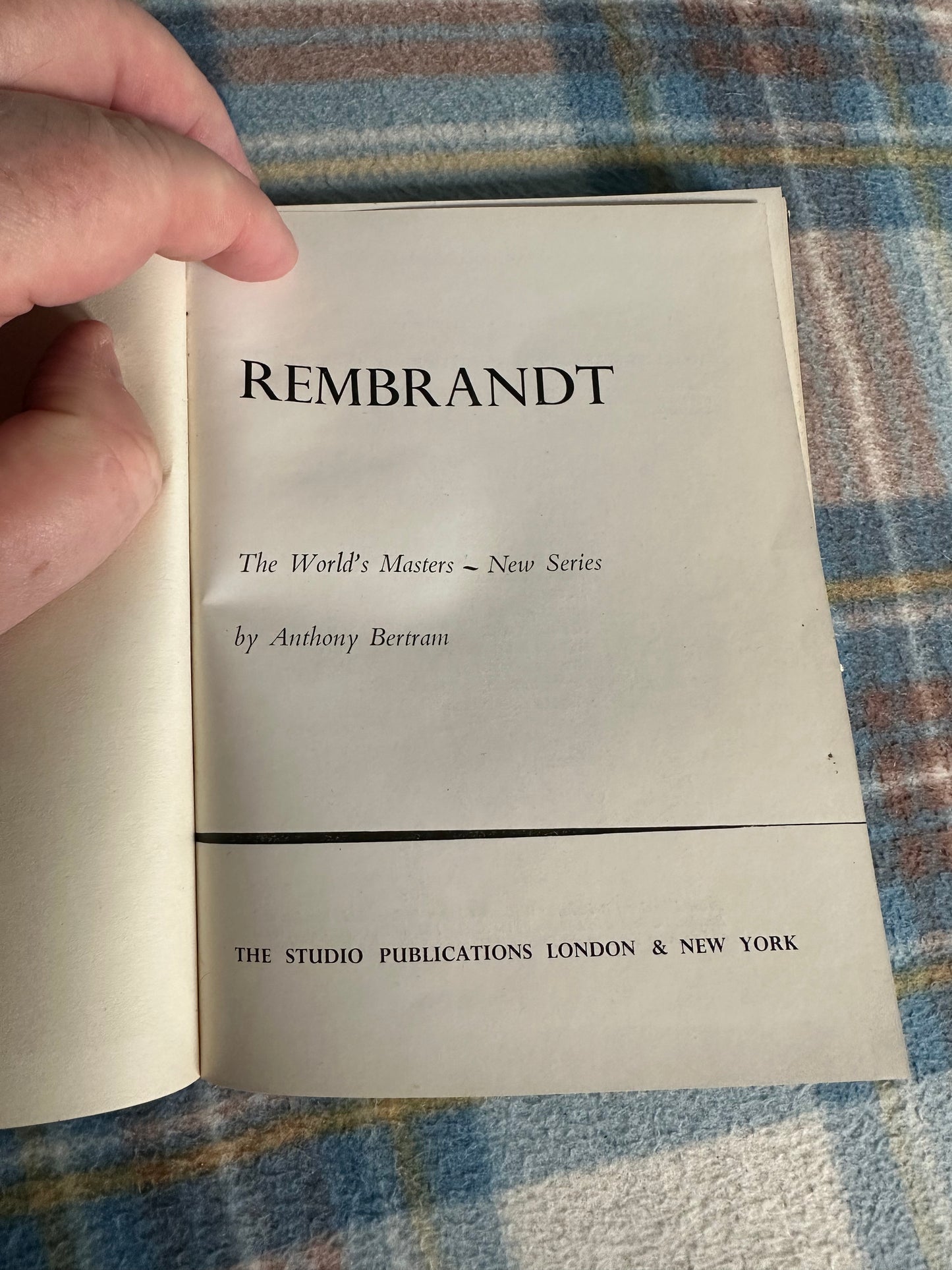 1955 Rembrandt (World Masters New Series) Anthony Bertram(The Studio Published)