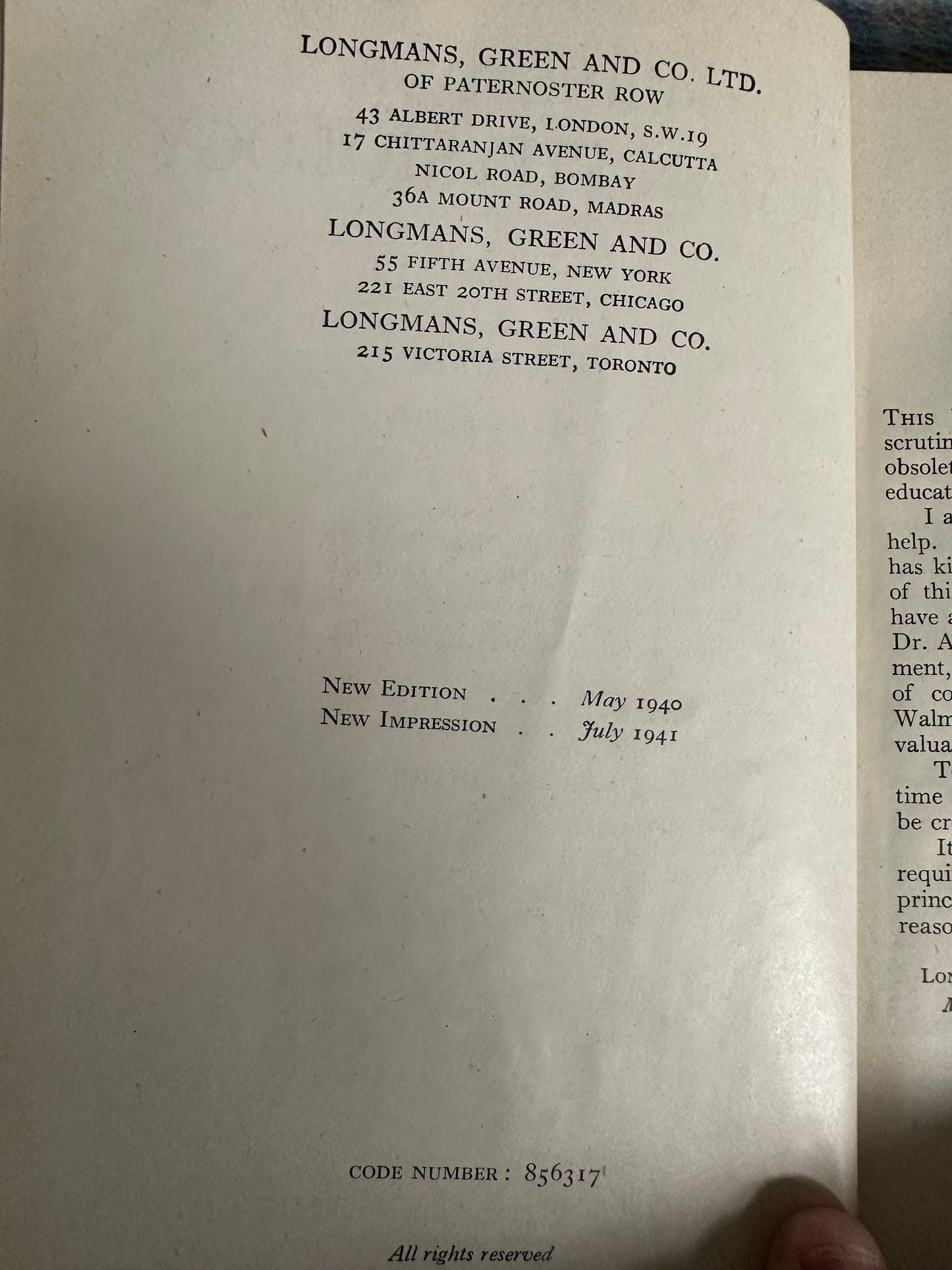 1941 Furneaux’s Human Physiology - W. A. M. Smart (Nurses Edition)Longmans, Green & Co Ltd