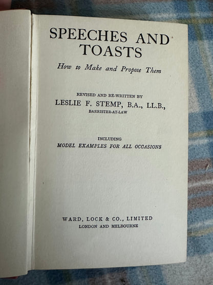 1928 Speeches & Toasts - Leslie Fawcett Stemp(Ward Lock & Co Ltd)