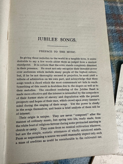 1922 Negro Spirituals, Or The Songs of The Jubilee Singers(W.J. Gibbs Publisher)