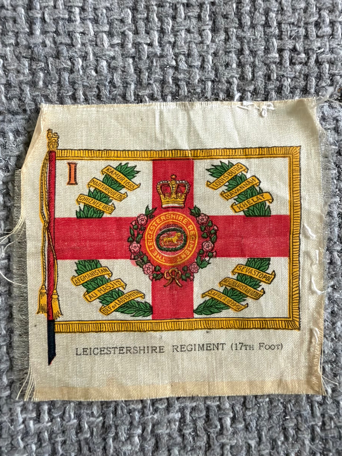 Vintage BDV Cigarette Silk — Regimental Colours — Leicestershire Regiment — Series 12