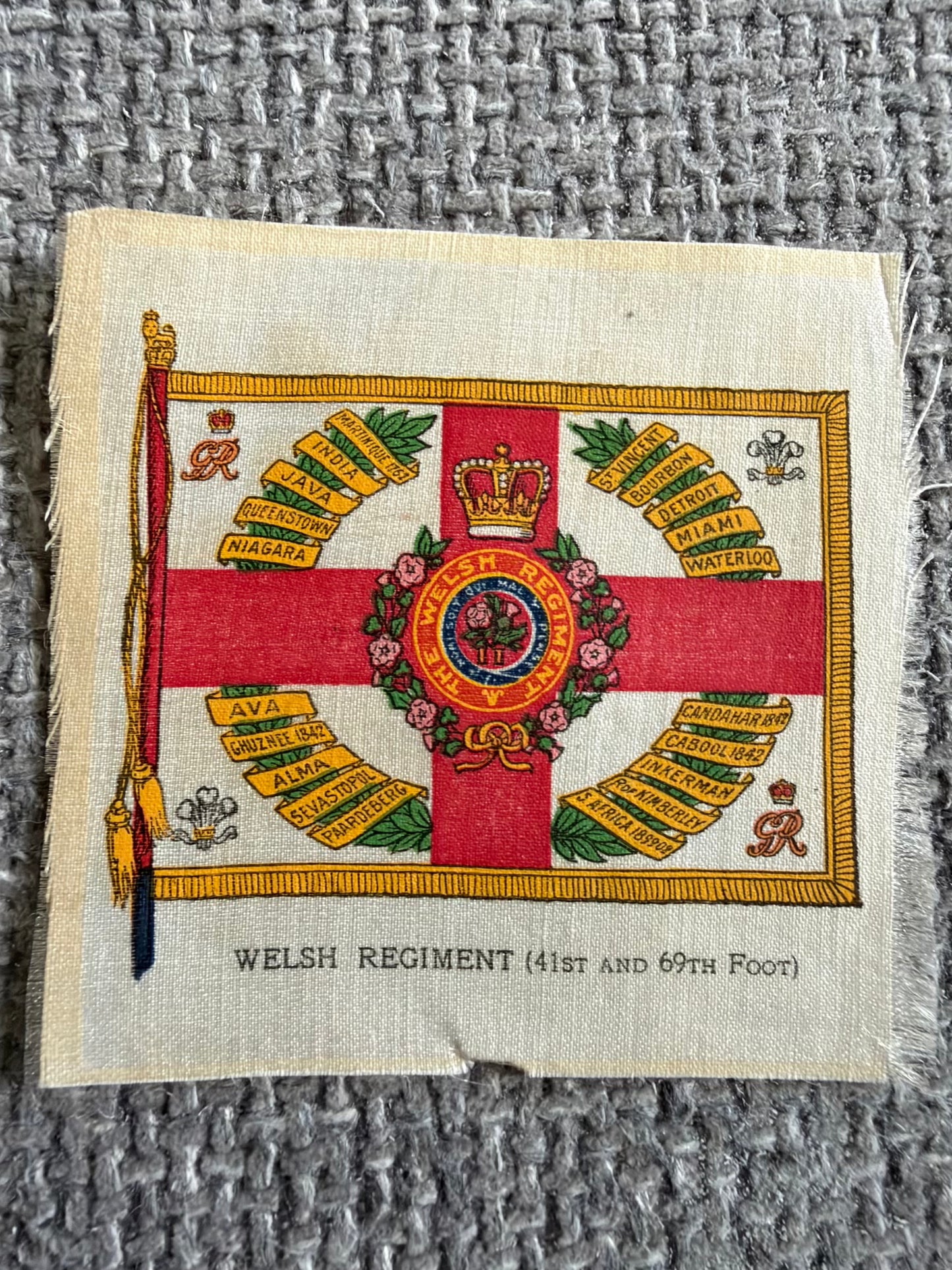 Vintage BDV Cigarette Silk — Regimental Colours — Welsh Regiment — Series 12
