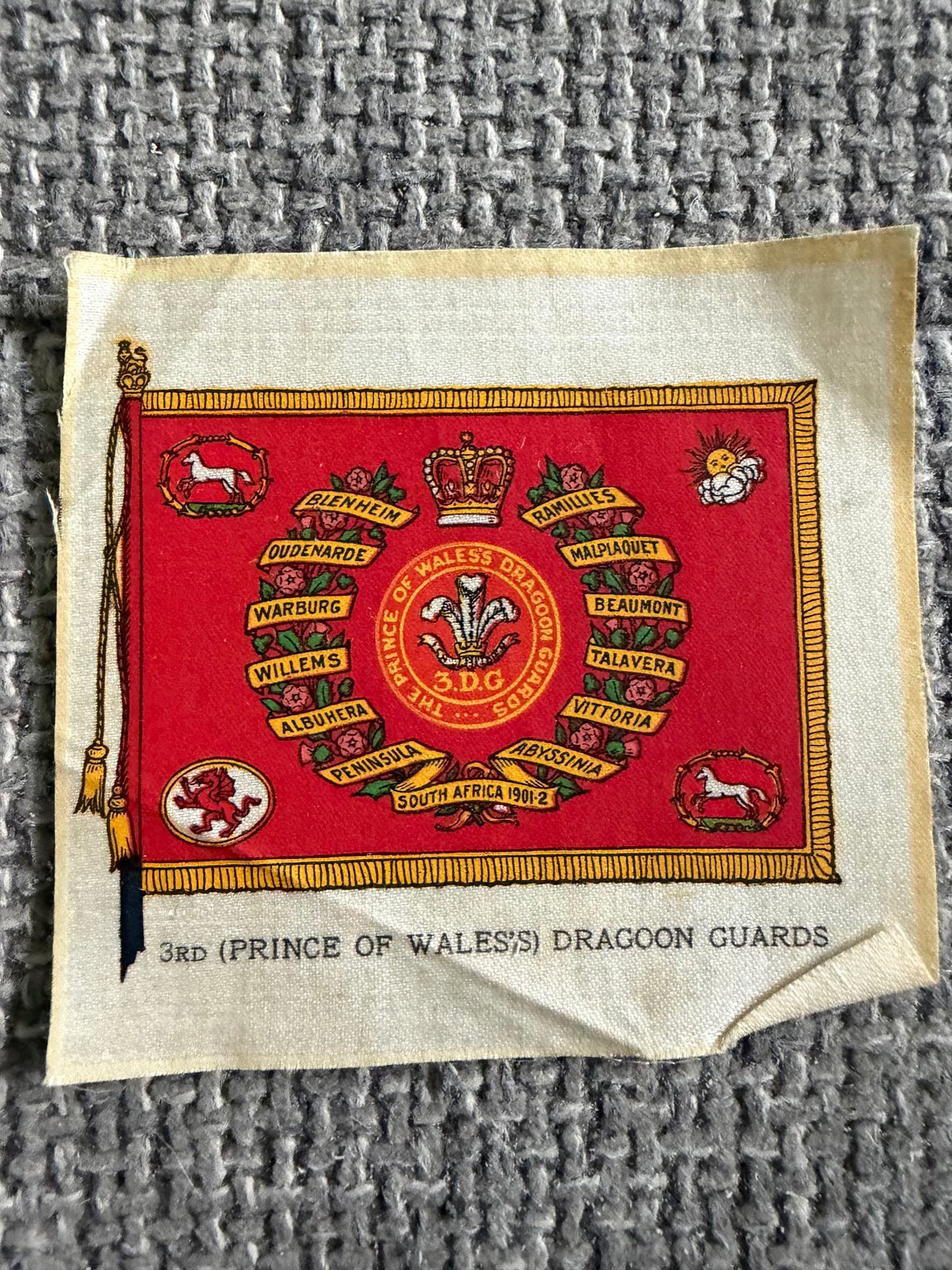 2nd Prince of Wales's Dragoon Guards Vintage BDV Cigarette Silk — Regimental Colours — 2nd Dragoon Guards — Series 12