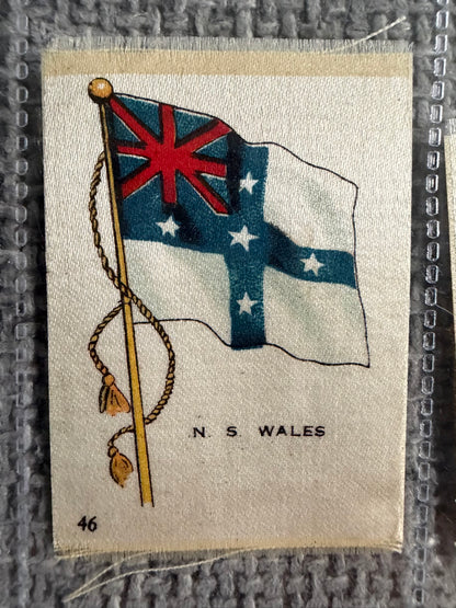 12 Vintage Silk Flag Cigarette Cards — B.D.V. / Godfrey Phillips — Early 1900s World Flags Collection