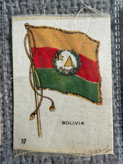 12 Vintage Silk Flag Cigarette Cards — B.D.V. / Godfrey Phillips — Early 1900s World Flags Collection