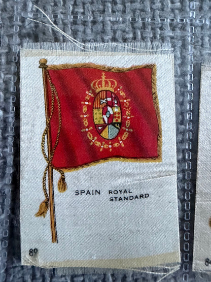 13 Vintage Silk Flag Cigarette Cards — B.D.V. / Godfrey Phillips — World Flags Collection c.1910s