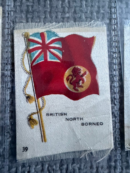 12 Vintage Silk Flag Cigarette Cards — B.D.V. / Godfrey Phillips — World Flags Collection c.1910s