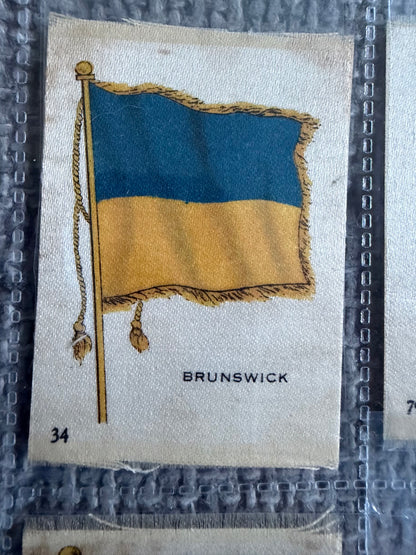 12 Vintage Silk Flag Cigarette Cards — B.D.V. / Godfrey Phillips — World Flags Collection c.1910s
