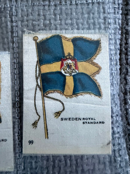 12 Vintage Silk Flag Cigarette Cards — B.D.V. / Godfrey Phillips — World Flags Collection c.1910s