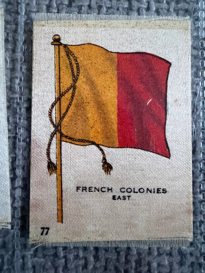 12 Vintage Silk Flag Cigarette Cards — B.D.V. / Godfrey Phillips — World Flags Collection c.1910s