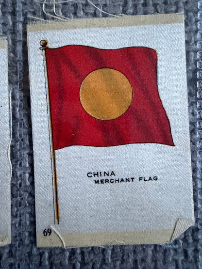 12 Vintage Silk Flag Cigarette Cards — B.D.V. / Godfrey Phillips — World Flags Collection c.1910s