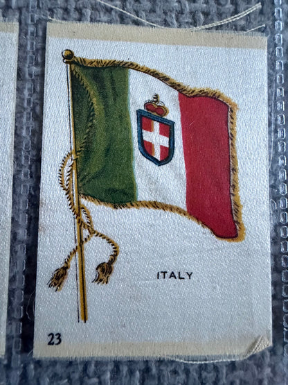 12 Vintage Silk Flag Cigarette Cards — B.D.V. / Godfrey Phillips — World Flags Collection c.1910s