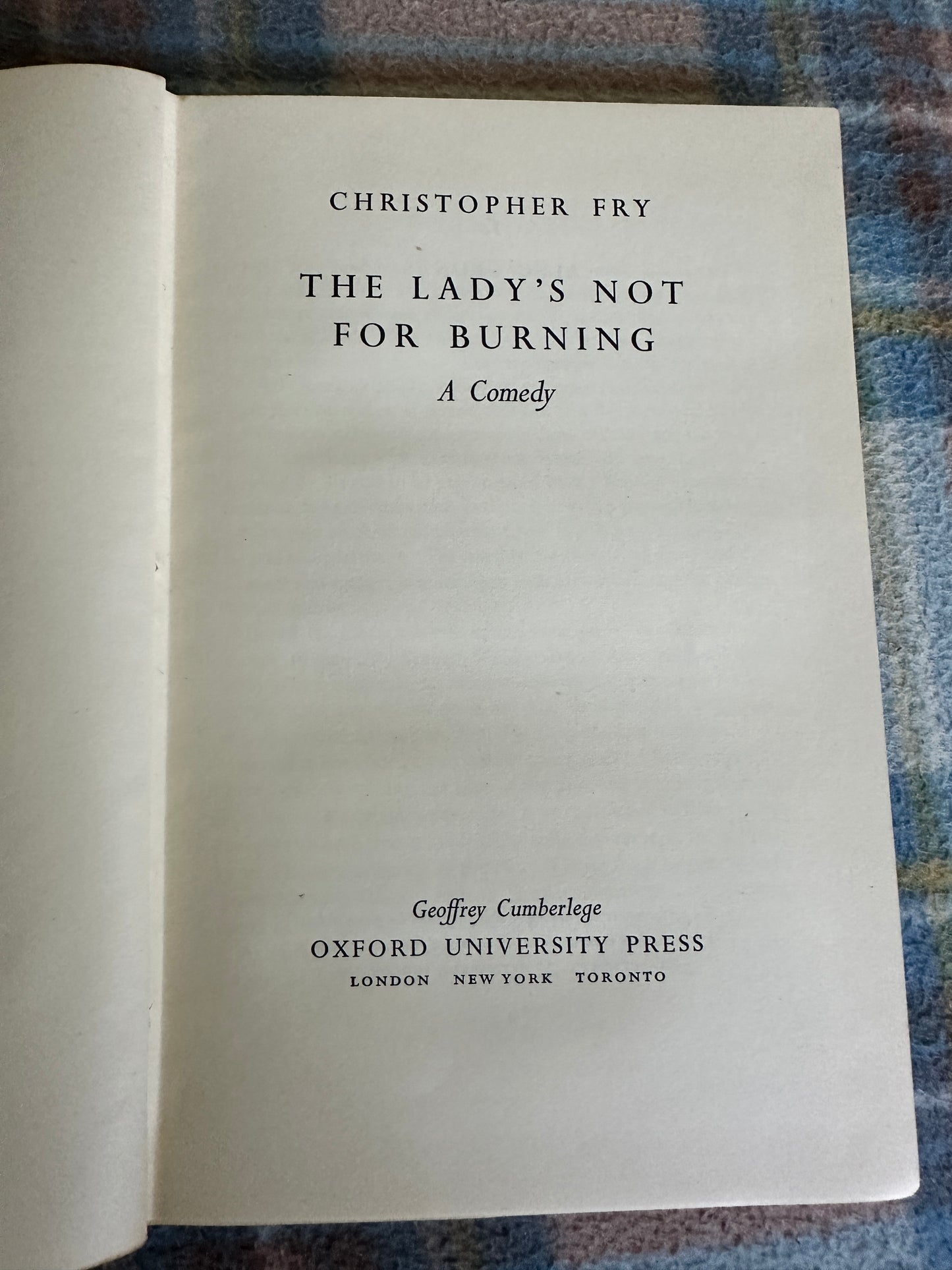 1949 The Lady’s Not For Burning - Christopher Fry(Oxford University Press