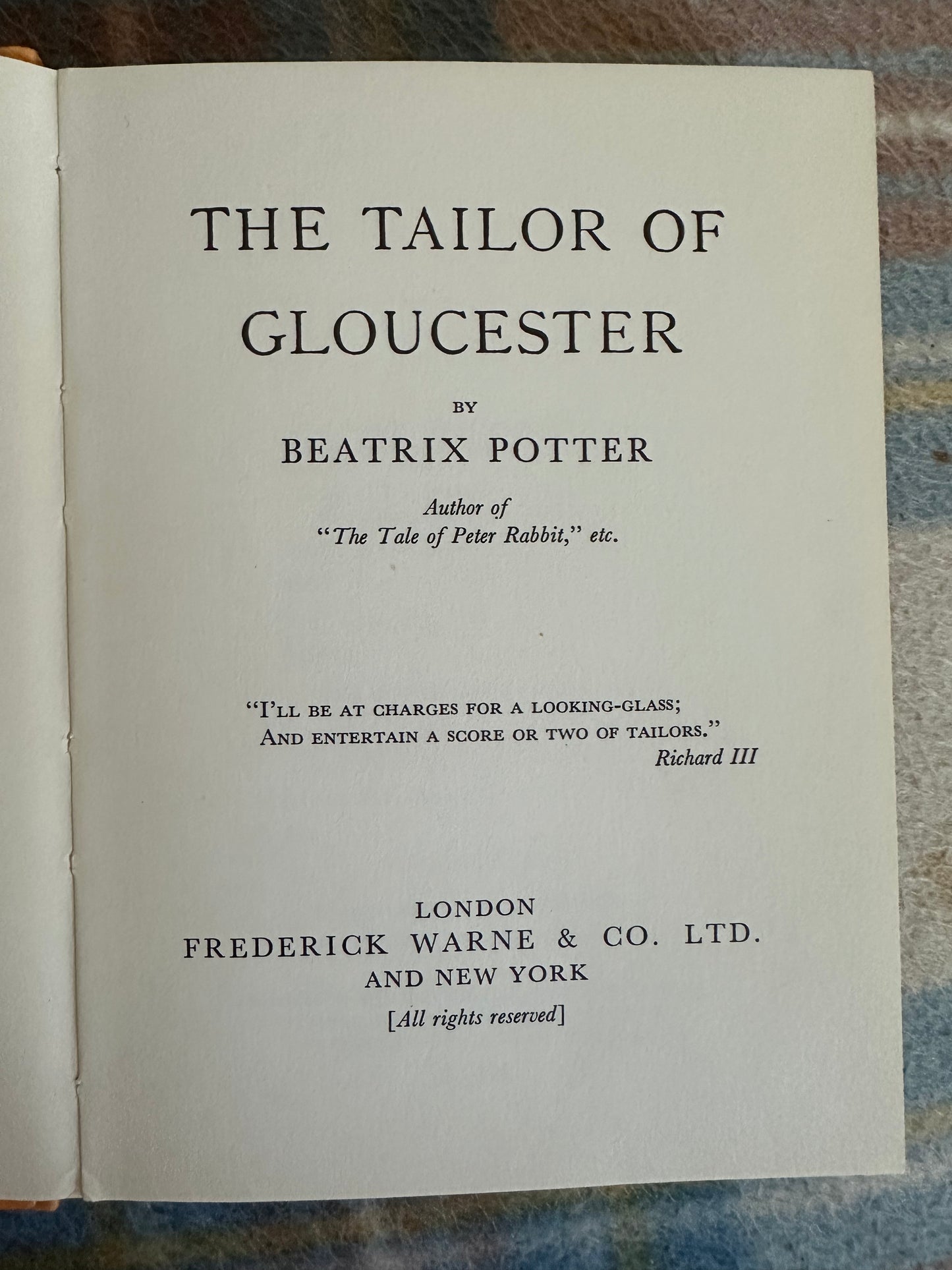 1975 The Tailor Of Gloucester - Beatrix Potter(Frederick Warne & Co Ltd)