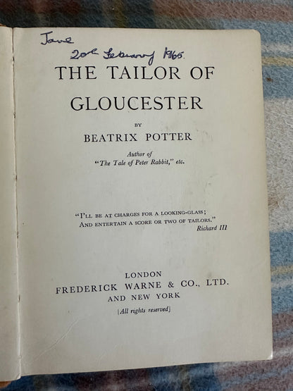 1964 The Tailor Of Gloucester - Beatrix Potter(Frederick Warne & Co Ltd)