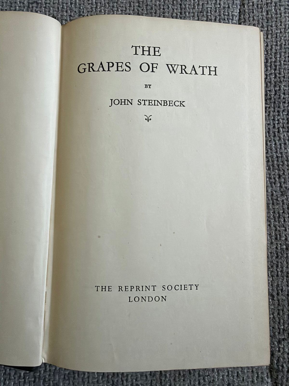 1940*1st*Grapes Of Wrath - John Steinbeck (Reprint Society)