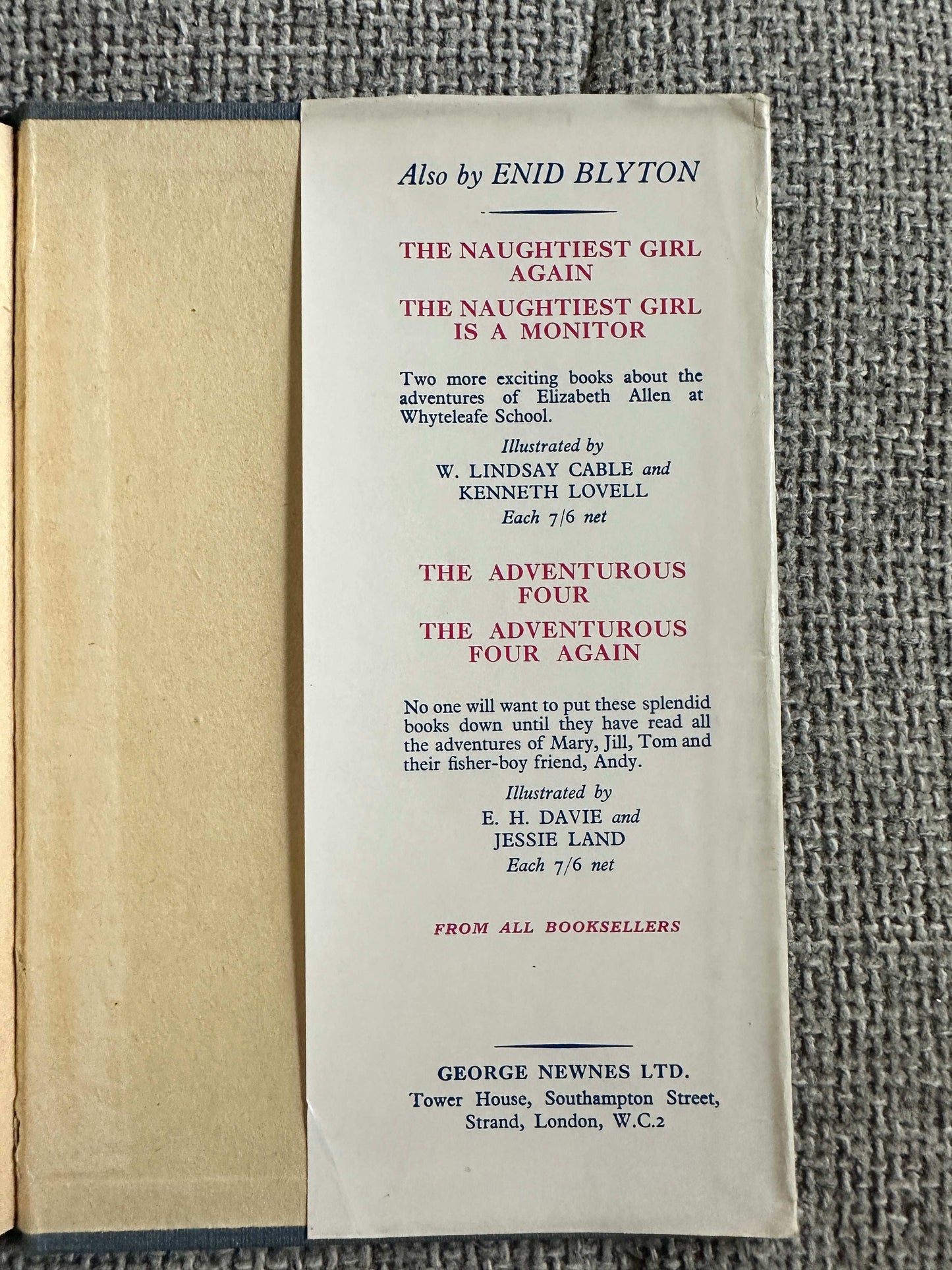 1958 The Naughtiest Girl In The School - Enid Blyton (W. Lindsay Cable Illust) George Newnes Ltd.
