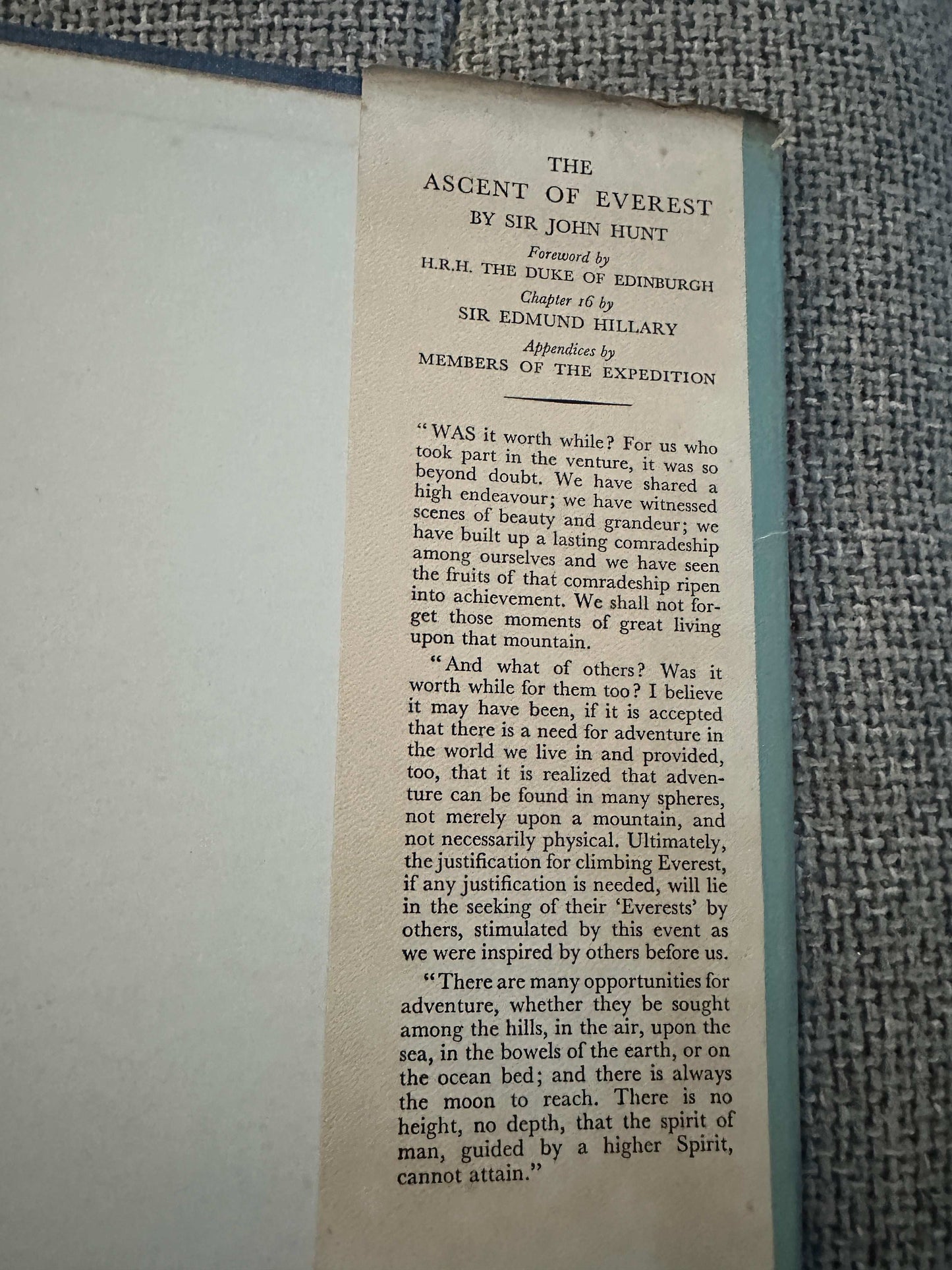1953*1st* The Ascent Of Everest - John (Brigadier Sir C. B. E., D. S. O.) Hunt (Cover by W. Heaton Copper) Hodder & Stoughton