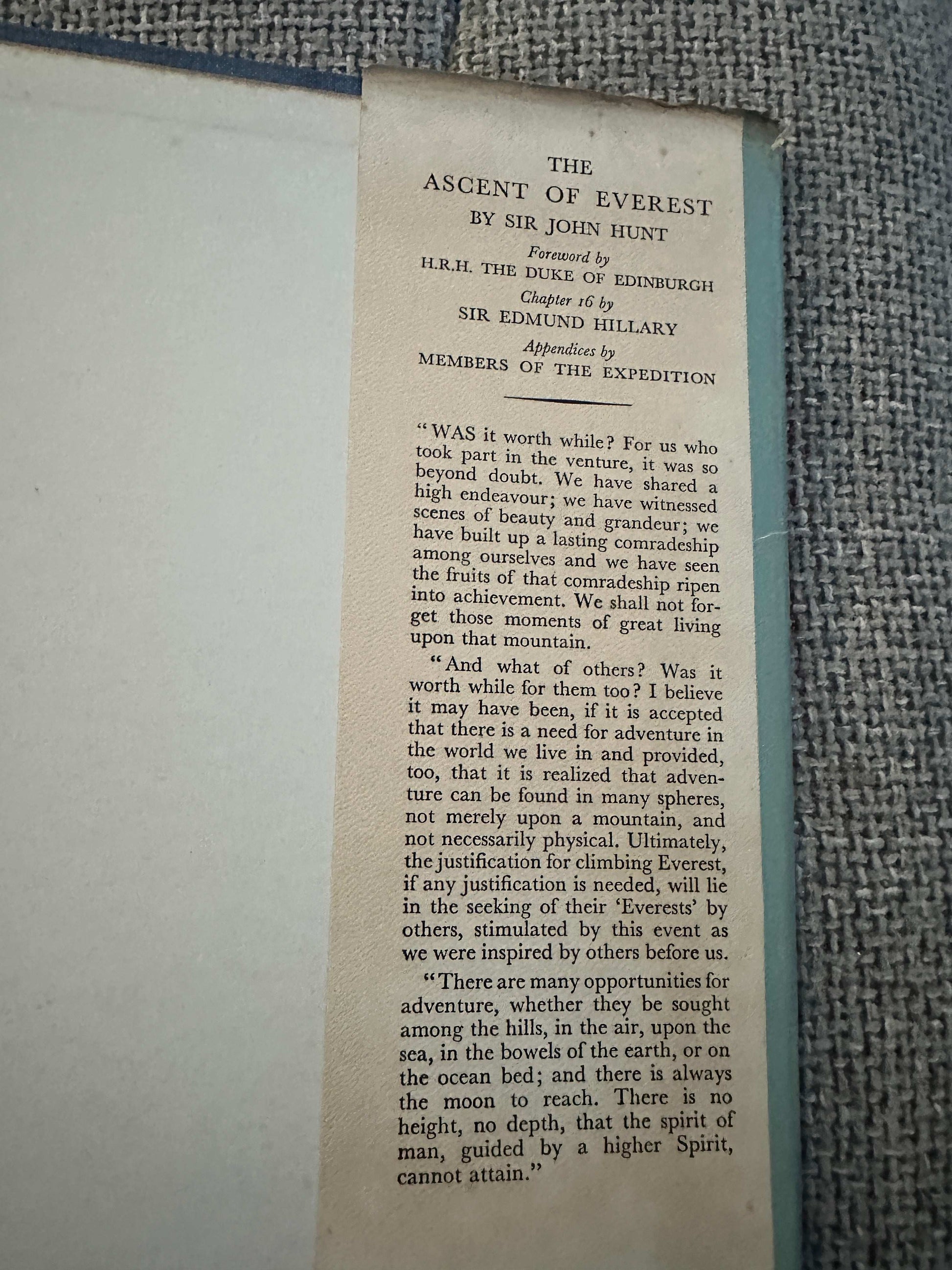 1953*1st* The Ascent Of Everest - John (Brigadier Sir C. B. E., D. S. O.) Hunt (Cover by W. Heaton Copper) Hodder & Stoughton