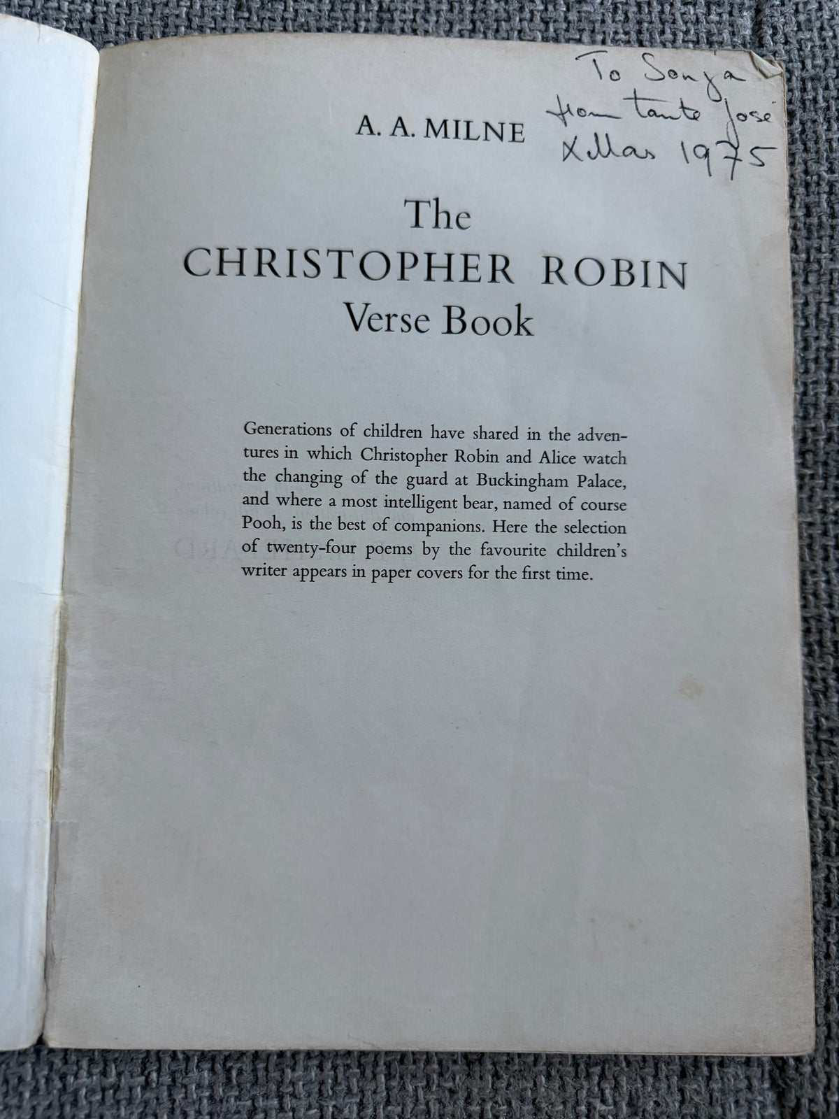 1975 The Christopher Robin Verse Book - A. A. Milne (E. H. Shepard full colour illustration) Methuen