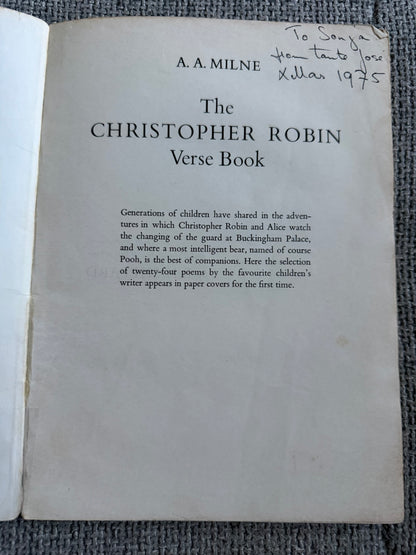 1975 The Christopher Robin Verse Book - A. A. Milne (E. H. Shepard full colour illustration) Methuen