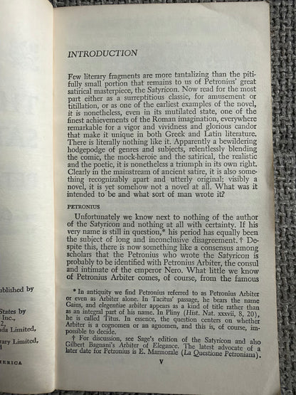 1964 Petronius The Satyricon - William Arrowsmith (Mentor Classic)