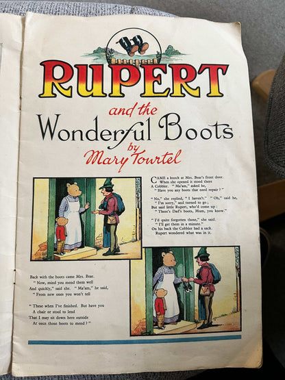 1946 Rupert & The Wonderful Boots - Mary Tourtel (Sampson, Low & Marston Co. Ltd 14” x 9.25” Card covers