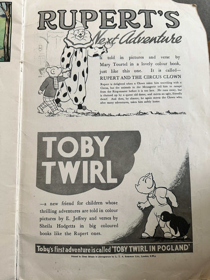 1946 Rupert & The Wonderful Boots - Mary Tourtel (Sampson, Low & Marston Co. Ltd 14” x 9.25” Card covers