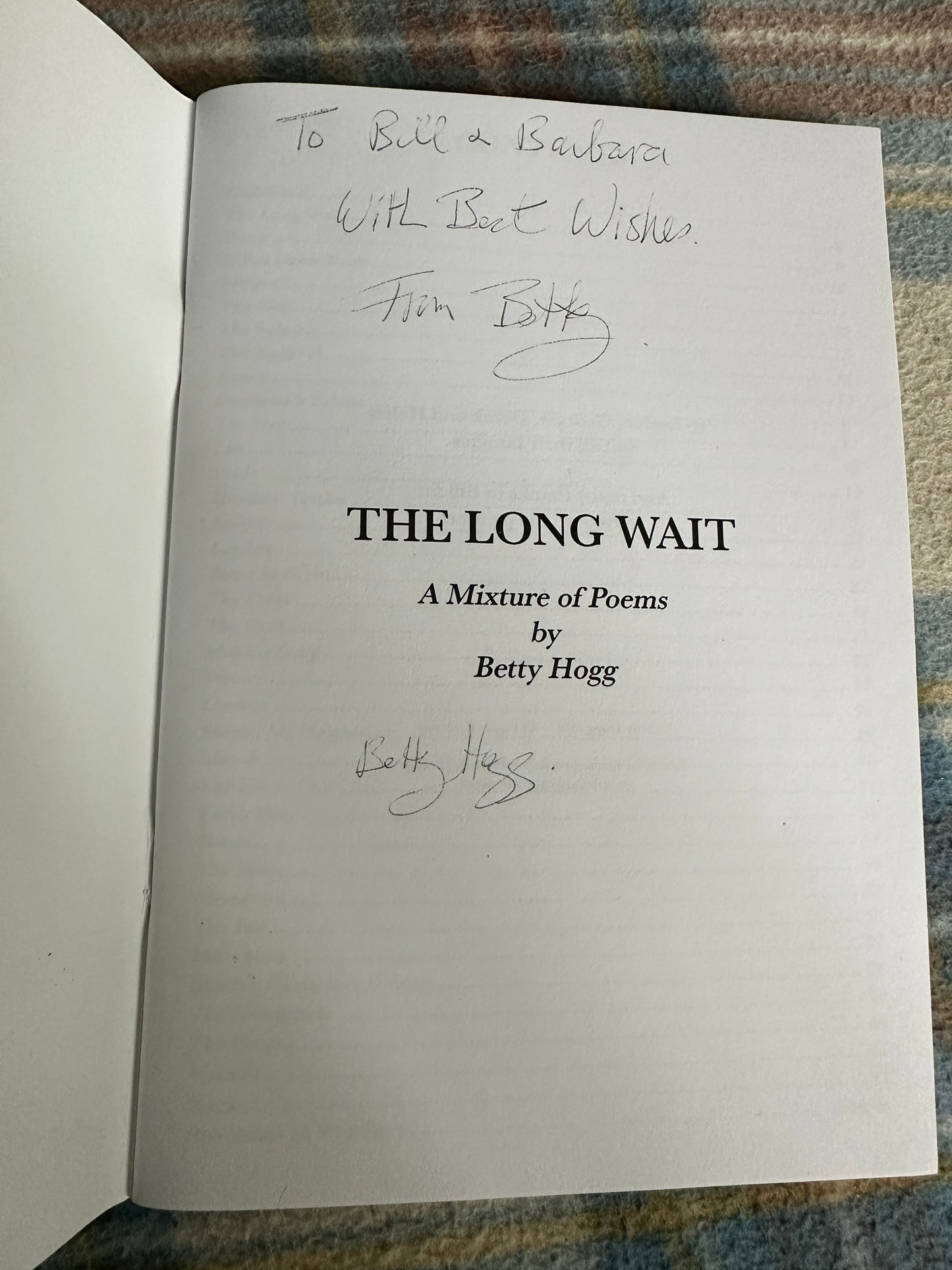 2020*Signed* The Long Wait(Poems) Betty Hogg(Richardson Printer)