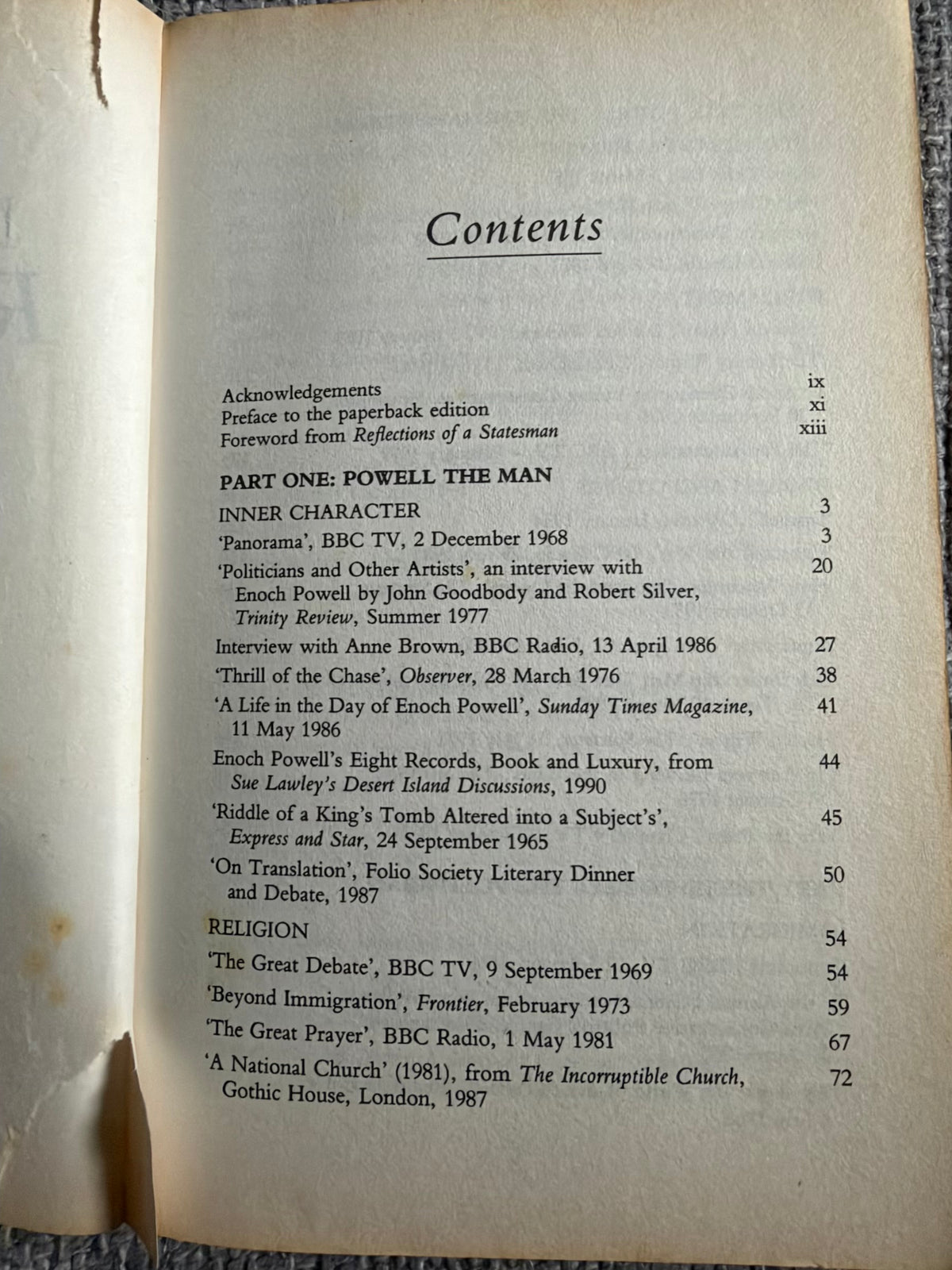 1992 Reflections Selected Writings & Speeches of Enoch Powell edited by Rex Collings (Bellew Publishing)