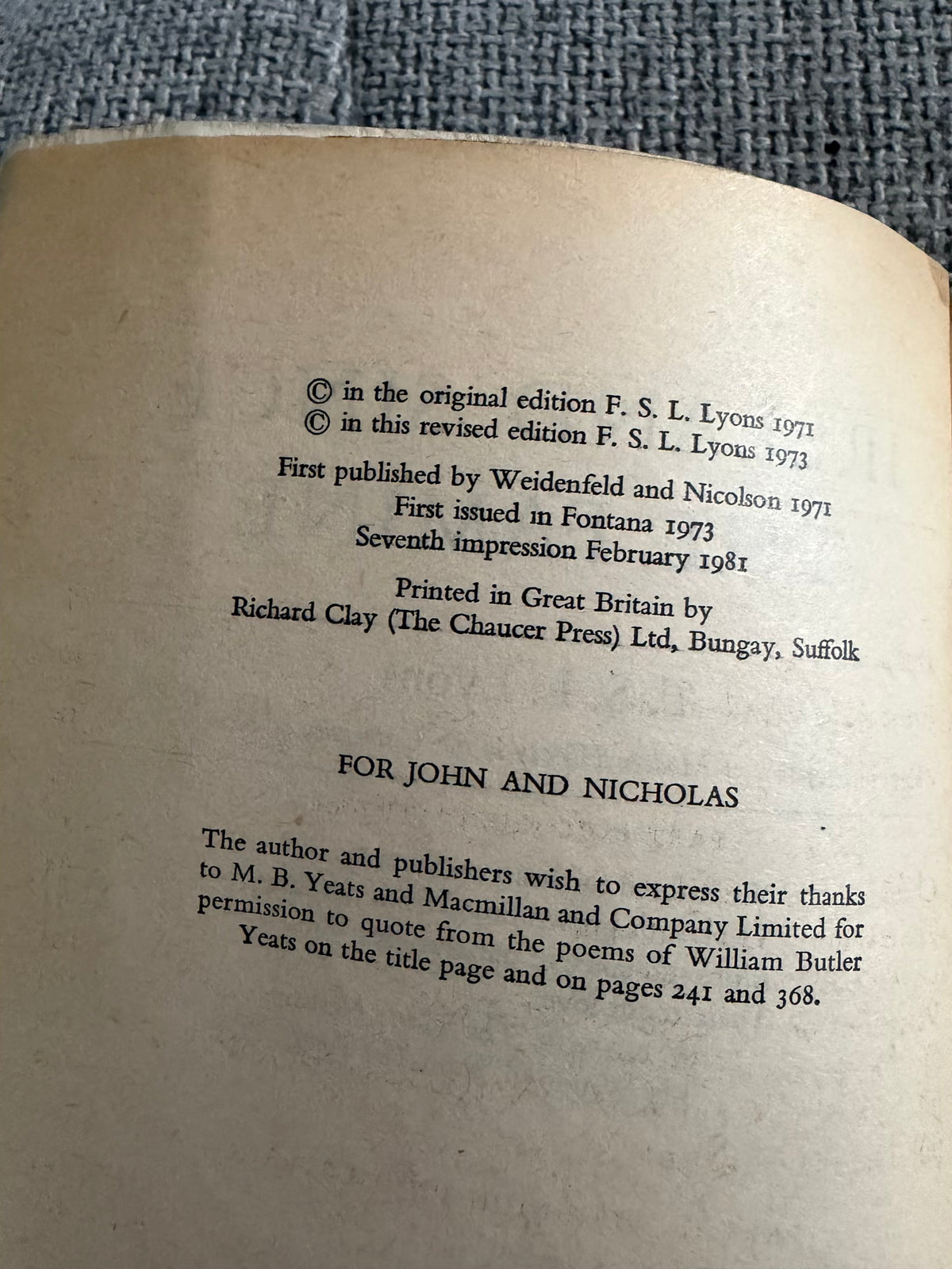 1981 Ireland Since The Famine - F. S. L. Lyons - Fontana