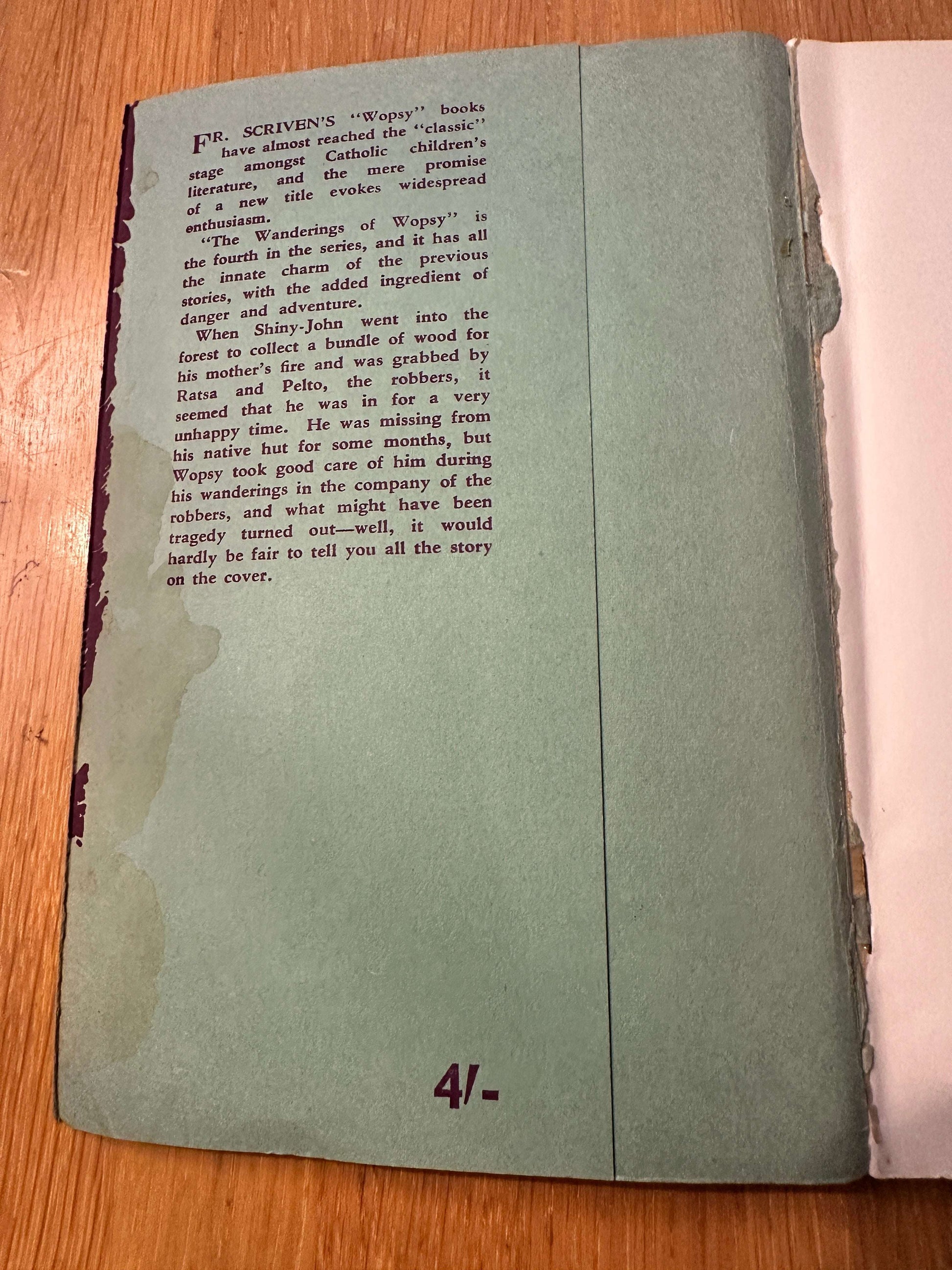 1967 The Wanderings Of Wopsy - Fr. Gerard F. Scriven (Illust Sister Mary Barbara (Samuel Walker Ltd)