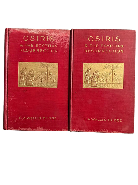 Two vintage hardcover books titled 'OSIRIS & THE EGYPTIAN RESURRECTION' by E.A.