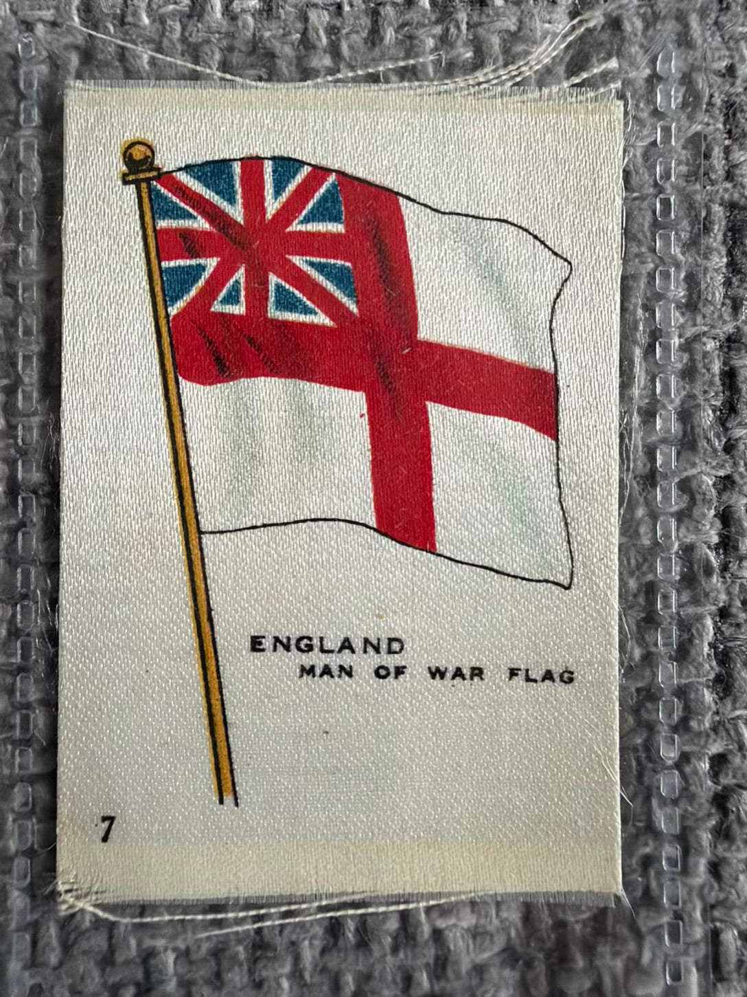 SOLD / B.D.V. Silk Flag Card Bundle — 9 Early 20th Century World Flags — China, Italy, USA, New Zealand & More