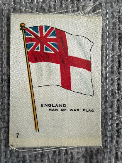 SOLD / B.D.V. Silk Flag Card Bundle — 9 Early 20th Century World Flags — China, Italy, USA, New Zealand & More