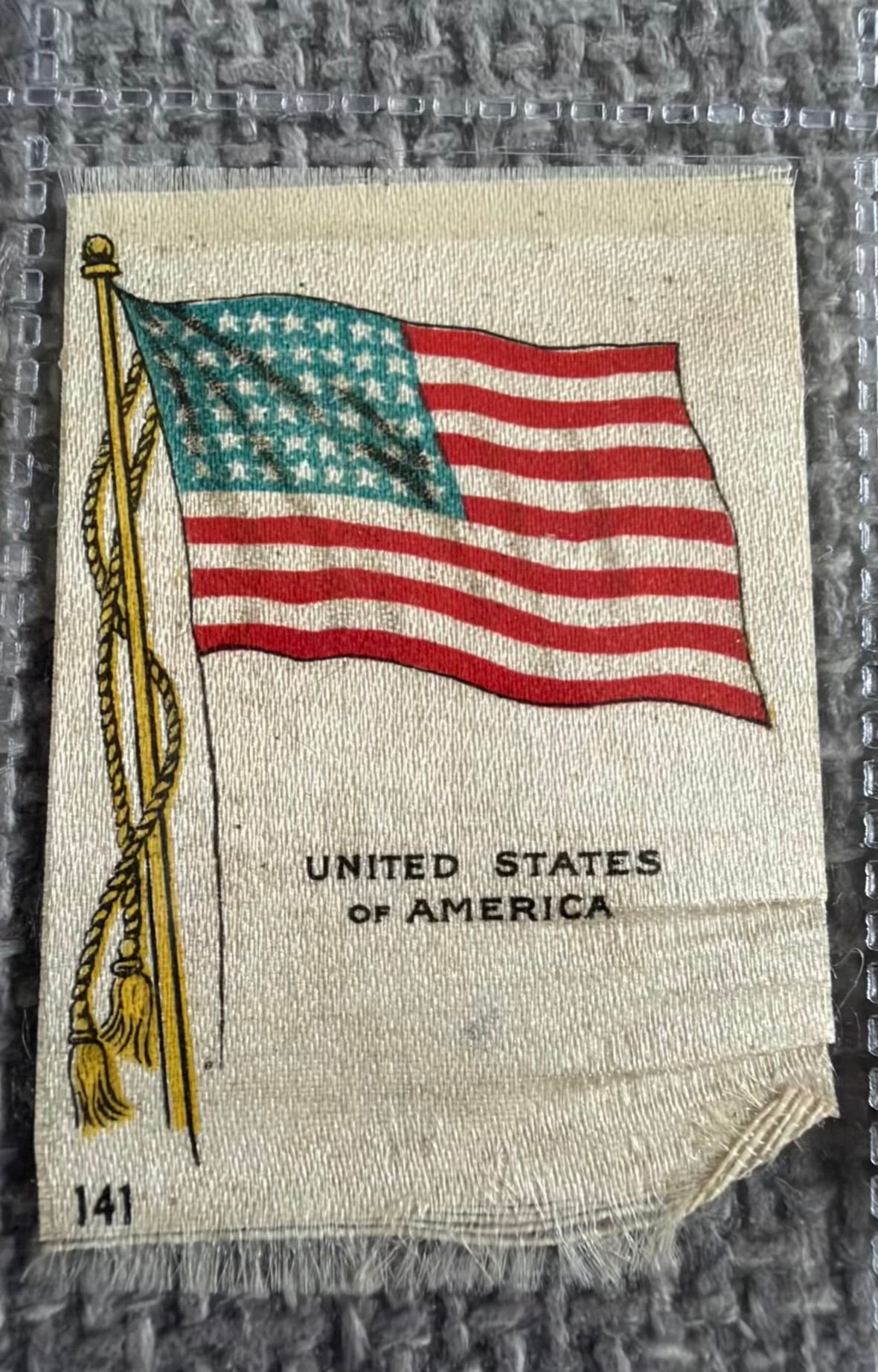 SOLD / B.D.V. Silk Flag Card Bundle — 9 Early 20th Century World Flags — China, Italy, USA, New Zealand & More