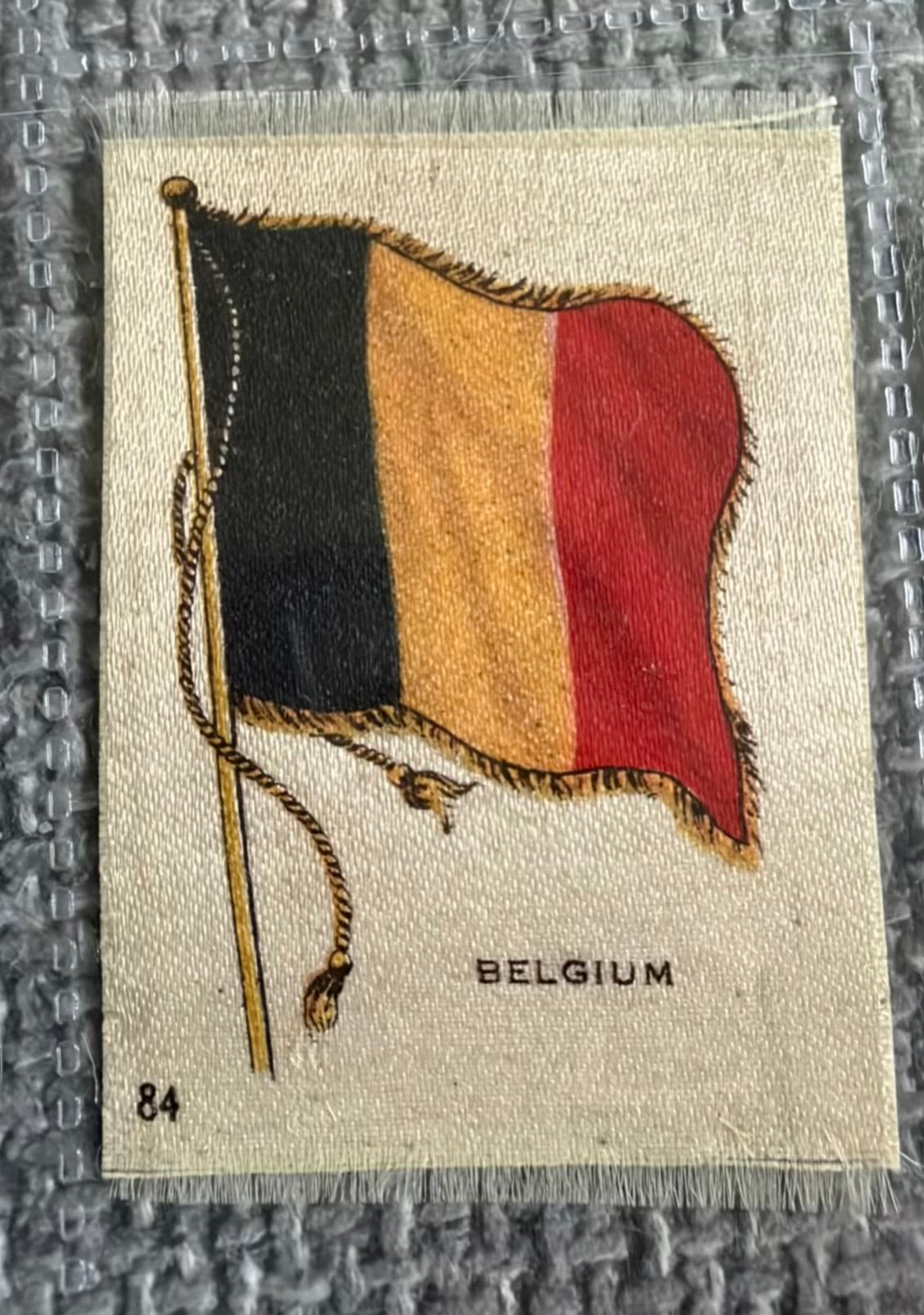 SOLD / B.D.V. Silk Flag Card Bundle — 9 Early 20th Century World Flags — China, Italy, USA, New Zealand & More