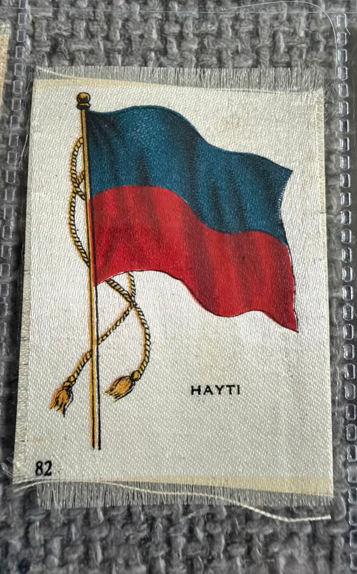 SOLD / B.D.V. Silk Flag Card Bundle — 9 Early 20th Century World Flags — China, Italy, USA, New Zealand & More