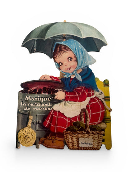 1970 Monique La Marchande De Marrons (Monique The Chestnut Seller) Juan Ferrándiz author illustrator (Printed in Spain for the French Market) - Honeyburn Books (UK)