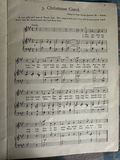 Vintage sheet music from A First Garland of Great Tunes Percy M Young featuring Christmas Carol arrangement
