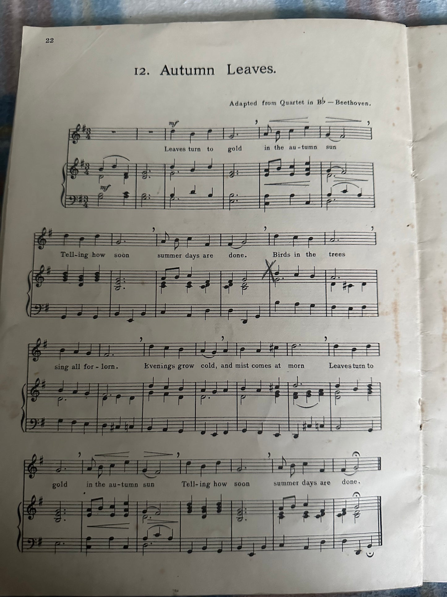Sheet music page for A First Garland of Great Tunes Percy M Young featuring Autumn Leaves