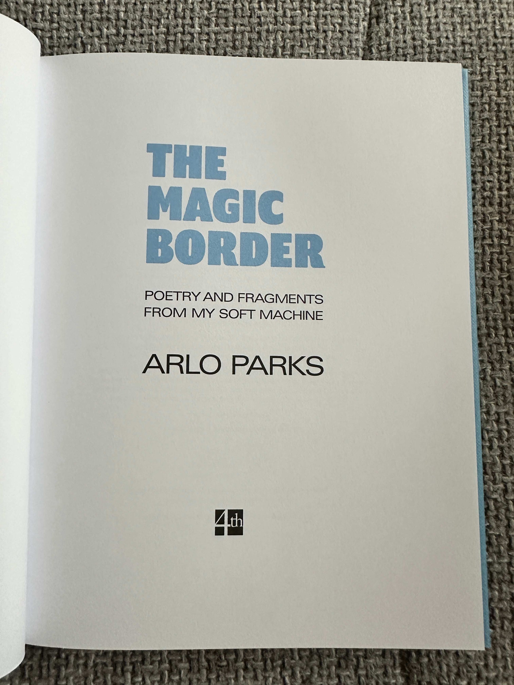 The Magic Border signed poetry book by Arlo Parks featuring unique poems and fragments