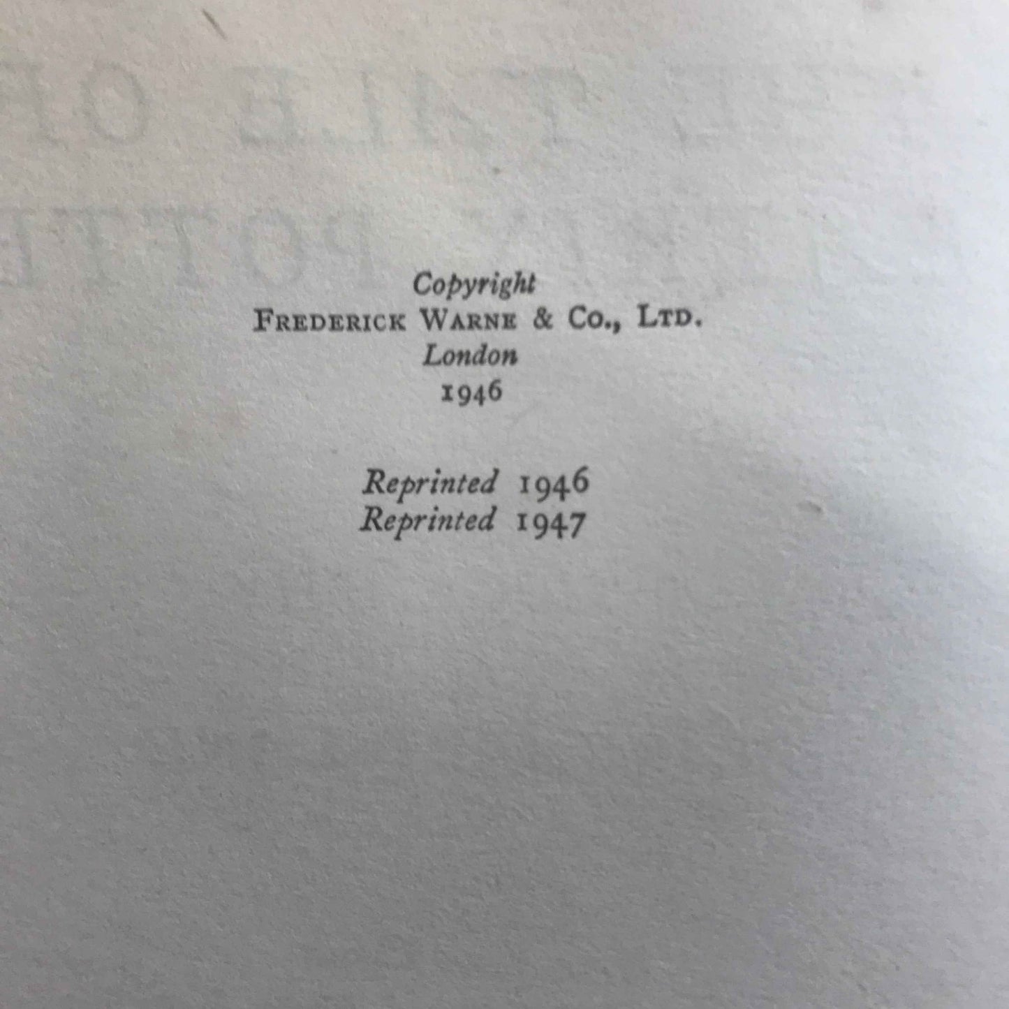 1947 Beatrix Potter Biography: The Tale Of Beatrix Potter by Margaret Lane (Frederick Warne & Co Ltd) - Honeyburn Books (UK)