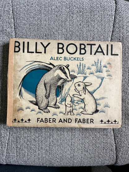 Billy Bobtail first edition for sale featuring a badger, rabbit, and baby character on the cover