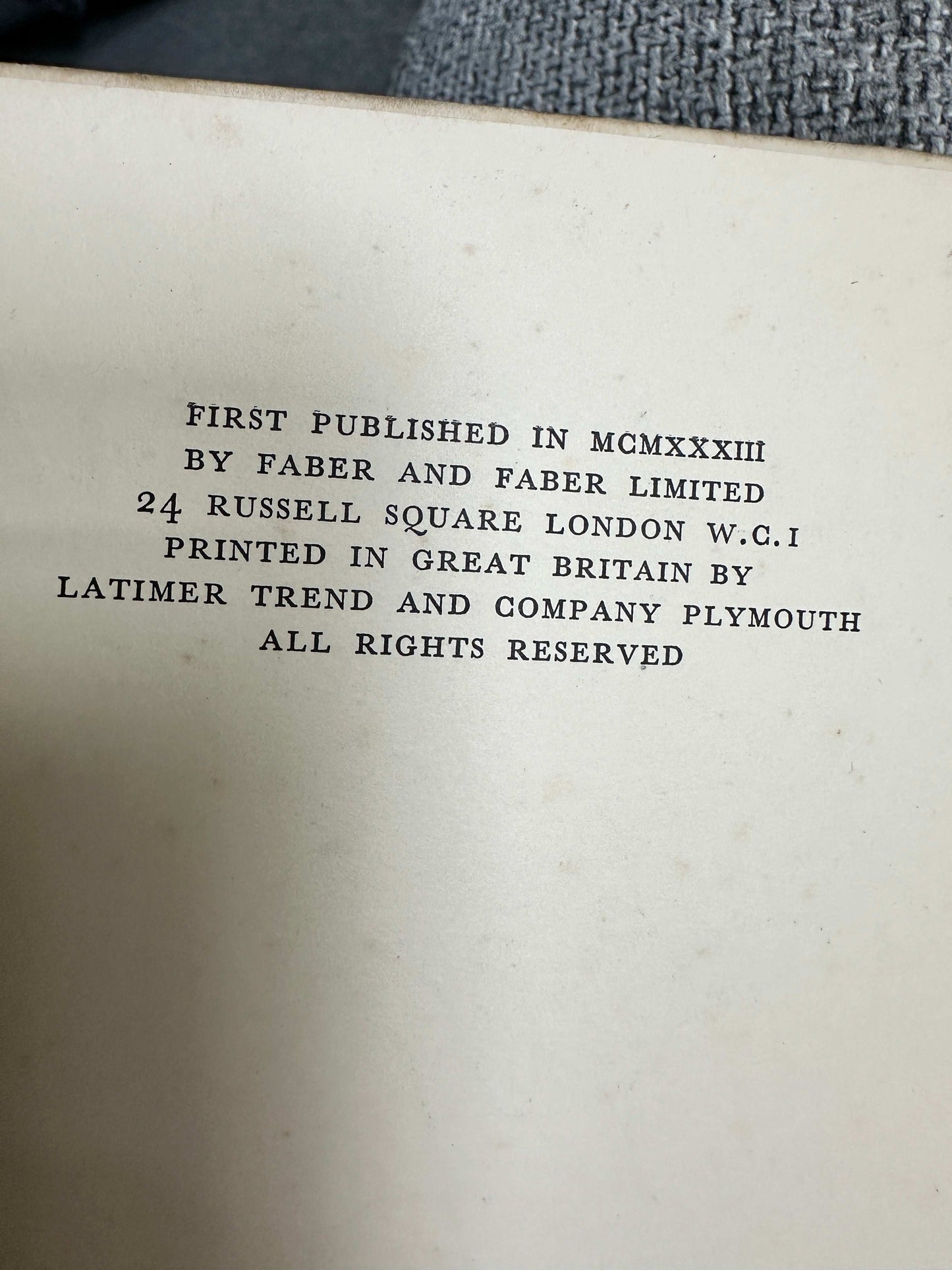 First edition page of Billy Bobtail first edition for sale showing publication details and rights information
