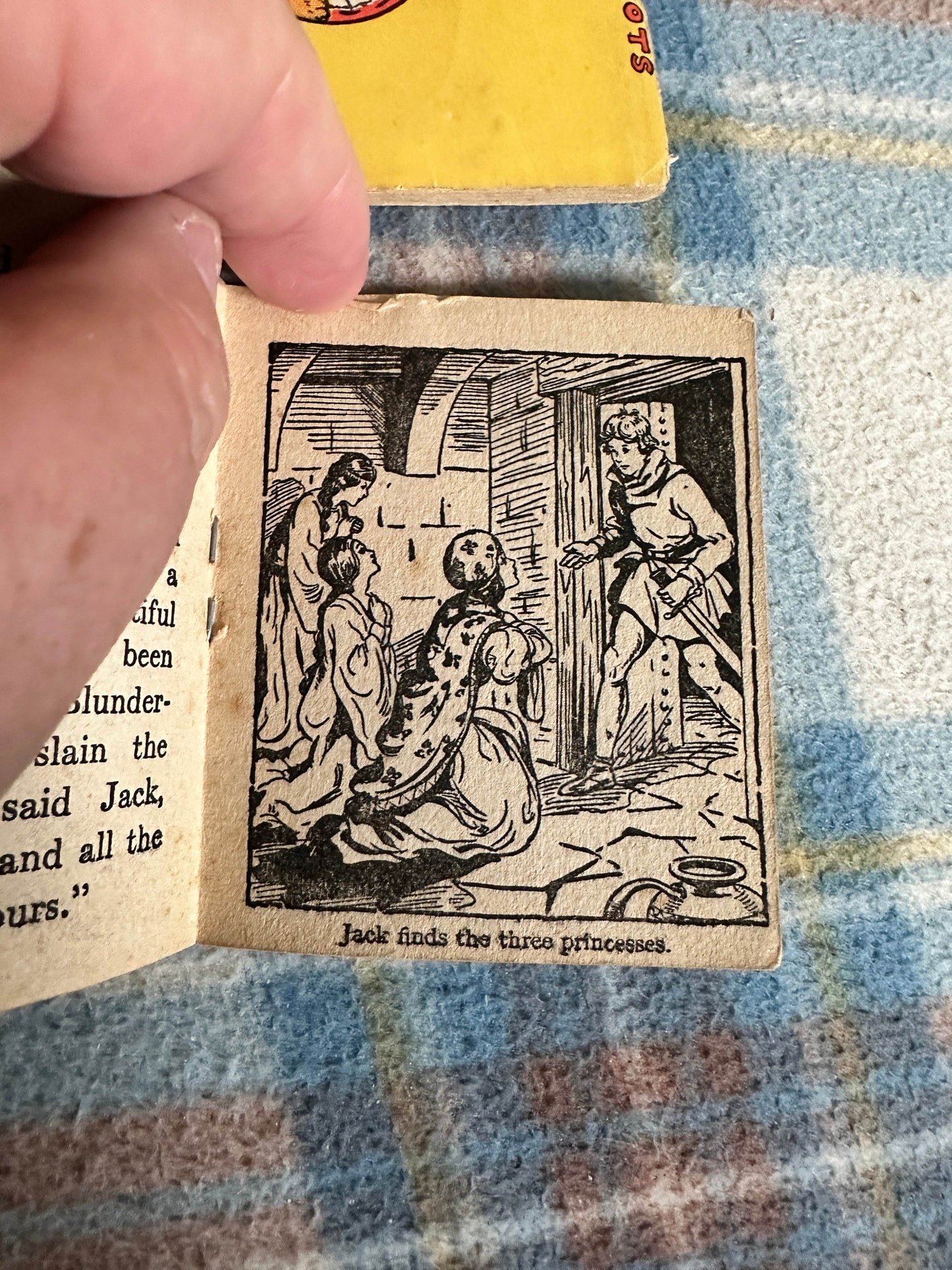 Illustration from the Birn Brothers fairy tale books collection showing Jack and three princesses