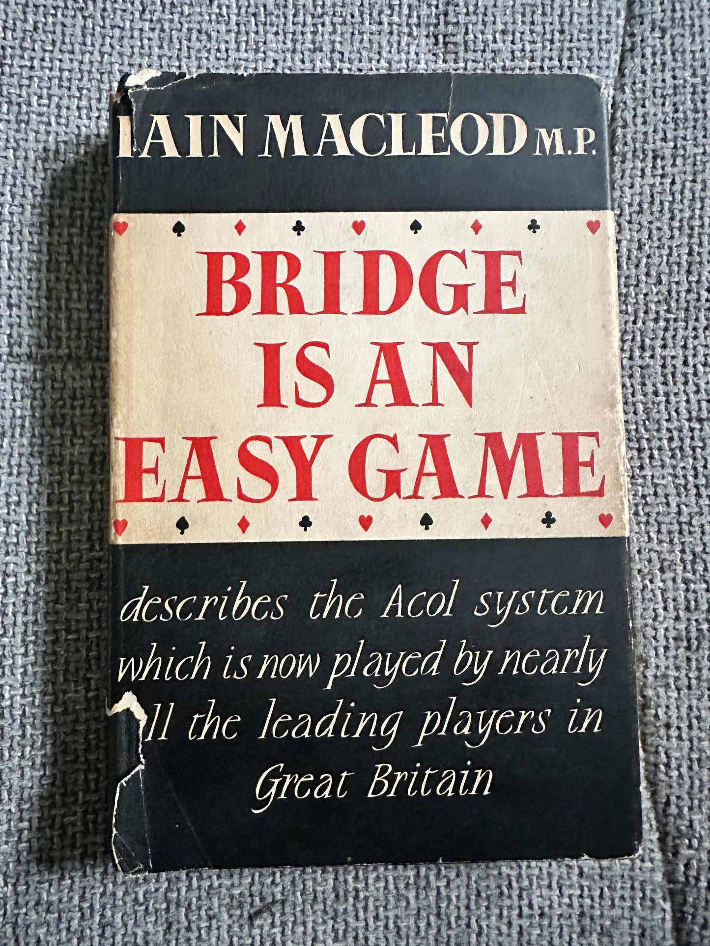 1959 Bridge Is An Easy Game book by Iain Macleod with insights on the Acol system in Great Britain