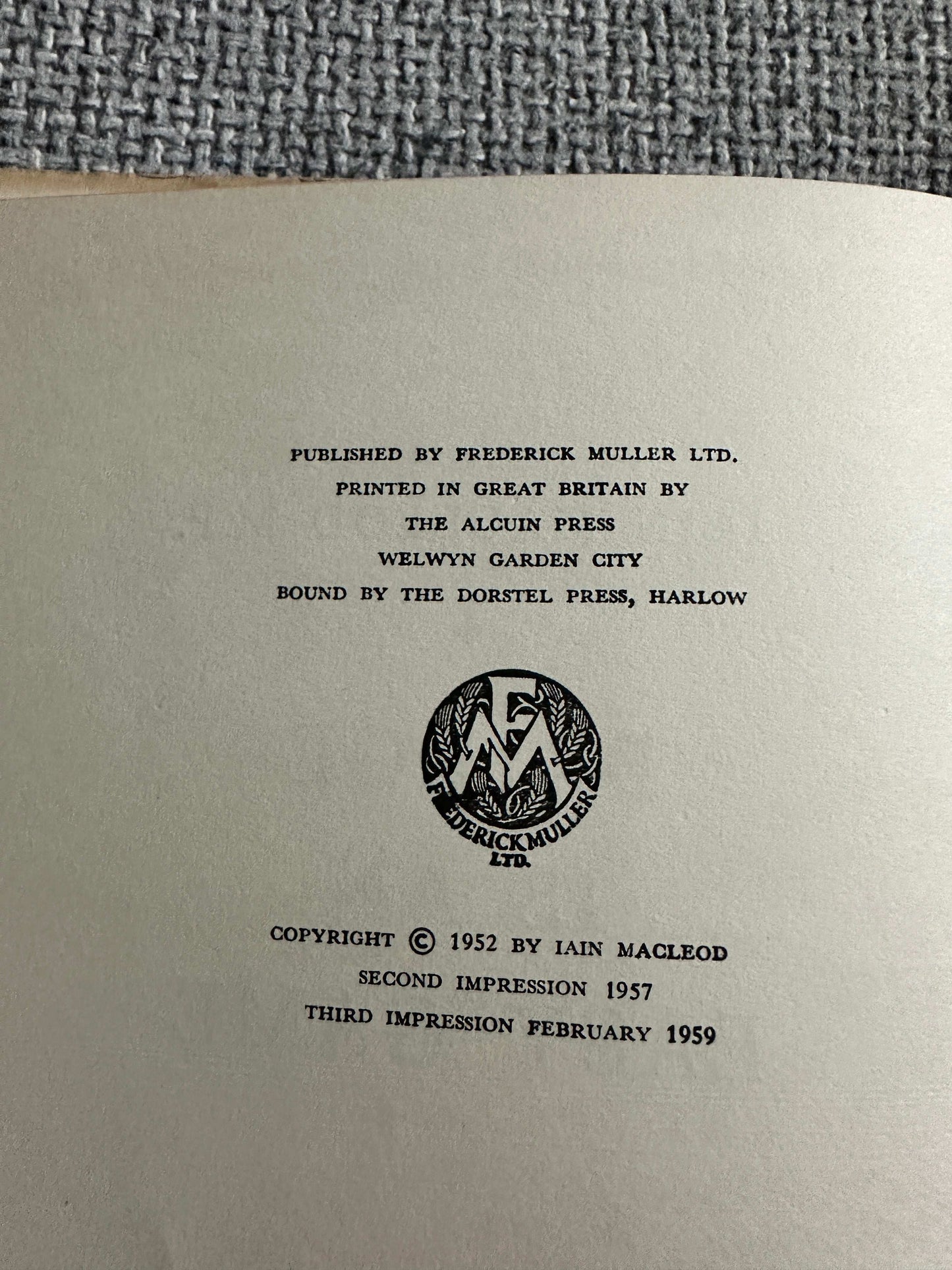 Interior page of the 1959 Bridge Is An Easy Game book showing publication details and copyright information
