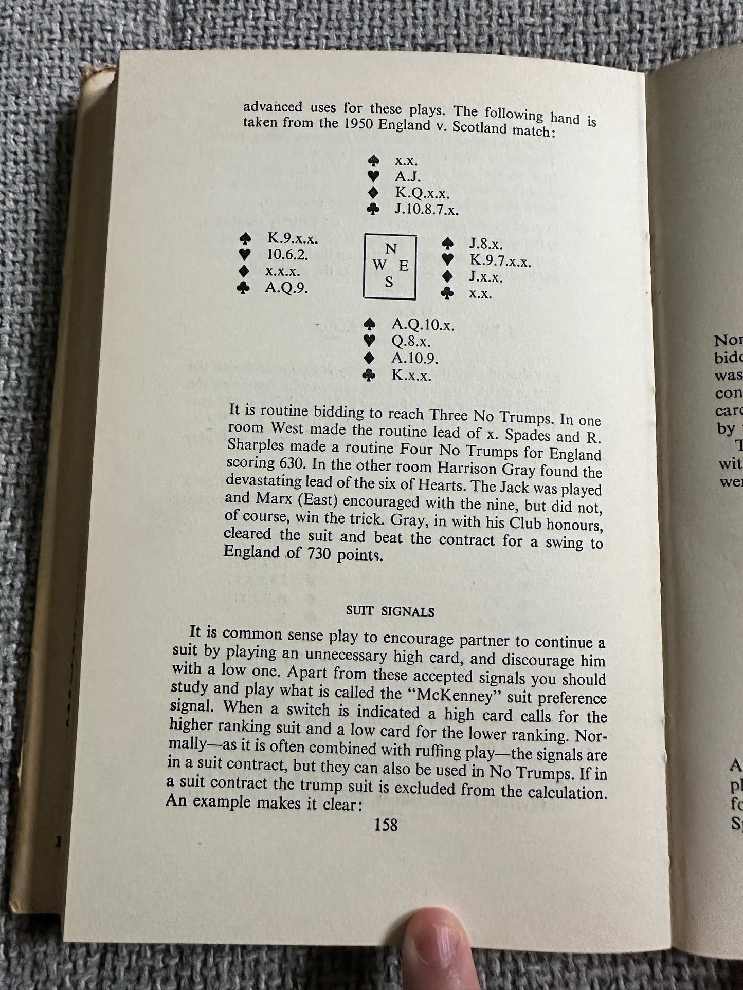 Page showing text from the 1959 Bridge Is An Easy Game book, discussing suit signals in bridge